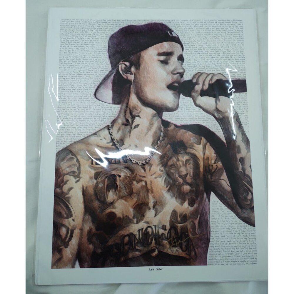 Limited Edition Justin Bieber Giclée by George Davis – Signed & Numbered